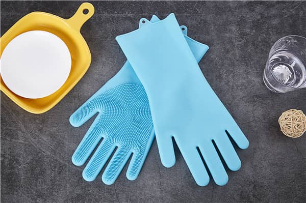 Gants en silicone multifonctionnels avec une brosse de nettoyage, propres et non gras, antigel et anti-brûlure!